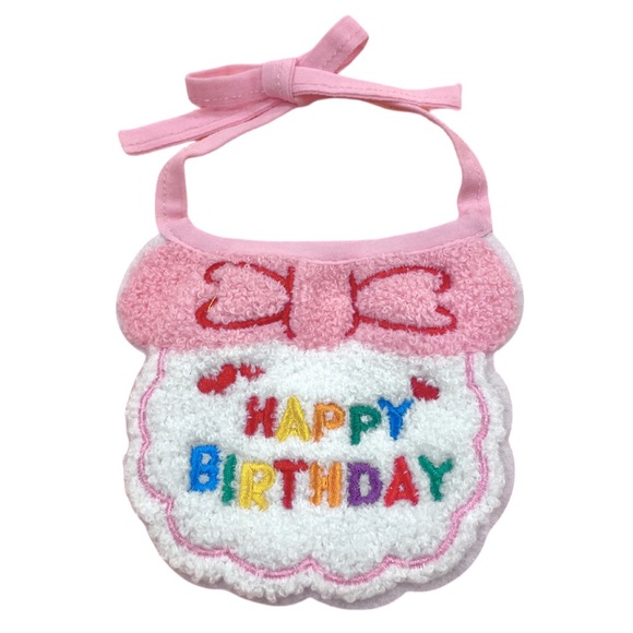 Pet Birthday Hat and Bib Set Pink/White for Small-Medium Dogs Cats NWT - Picture 3 of 10